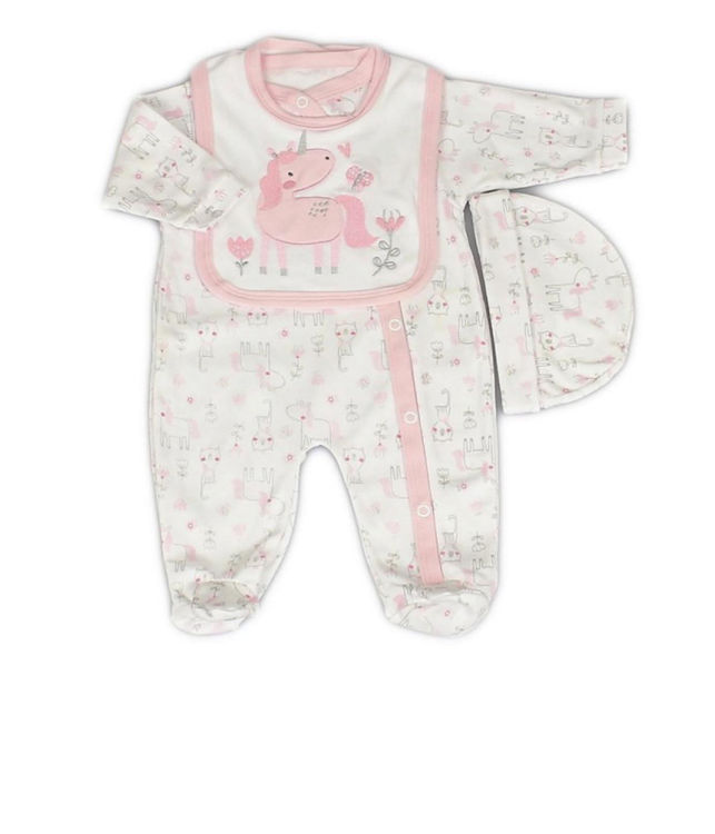 Picture of GFT/1755- GIRLS COTTON SET OF GROW BIB AND HAT